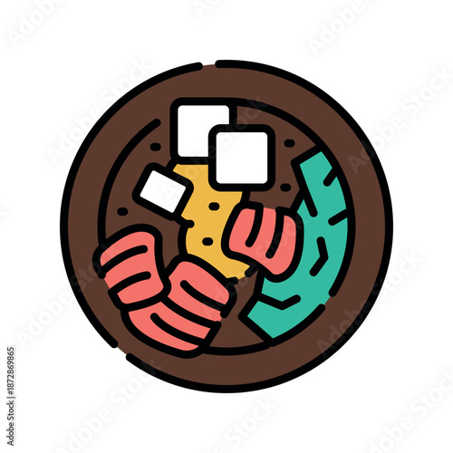 miso soup color line icon.