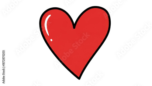 A red heart illustration on a white background viewed from the front
