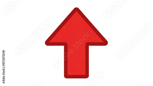 Red arrow pointing upwards on a white background