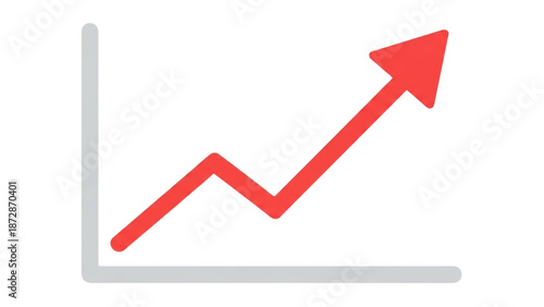 Graph showing upward trend with red arrow on white background