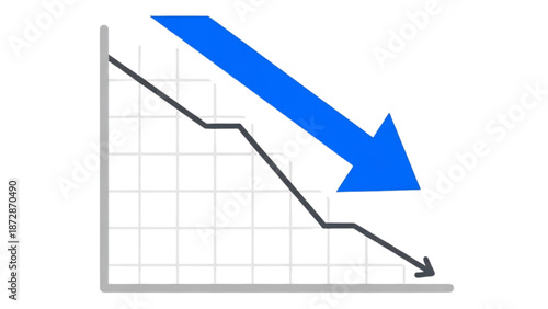Graph showing a downward trend with a blue arrow indicating decline