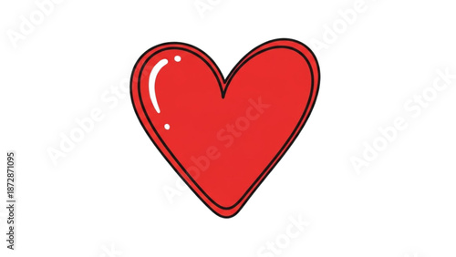 A bright red heart illustration on a clean white background