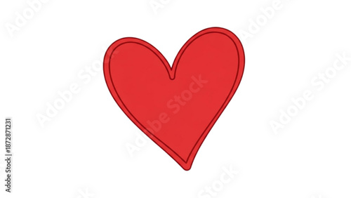 A simple red heart illustration on a white background