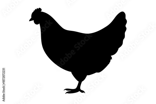 Black Hen Silhouette Vector – Minimalist Chicken Farm Animal Mascot for Poultry Graphic Design