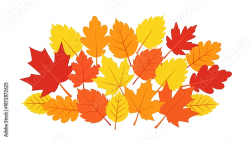 Vibrant Autumn Leaves Pile in Red, Orange, and Yellow - Vector Illustration