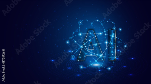 Artificial intelligence AI symbol, future advanced artificial intelligence technology circuit board concept