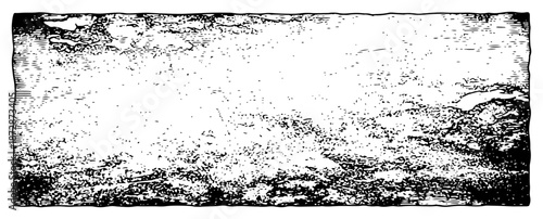 Vintage engraved rectangular banner with grunge landscape texture