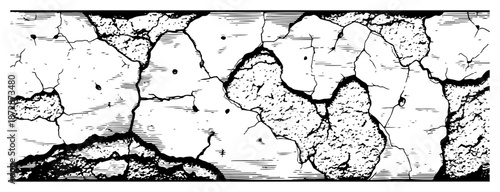 Cracked concrete wall texture with deep fissures and crumbling stone
