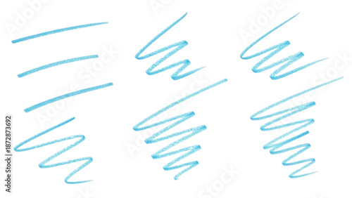 Dynamic collection of hand-sketched turquoise lines and playful scribbles for unique graphic accents and artistic flair