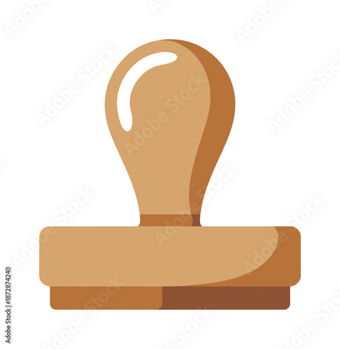 Vector illustration of brown rubber stamp with wooden handle