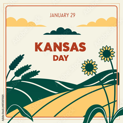 Kansas Day landscape illustration