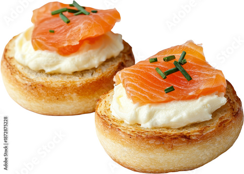 Salmon canape appetizer snack with cream cheese