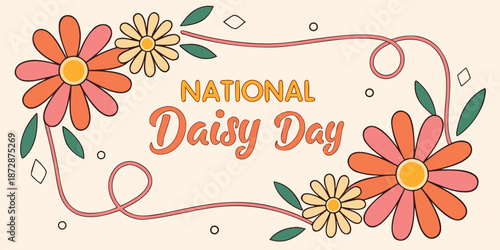 National Daisy Day banner with daisies design 
