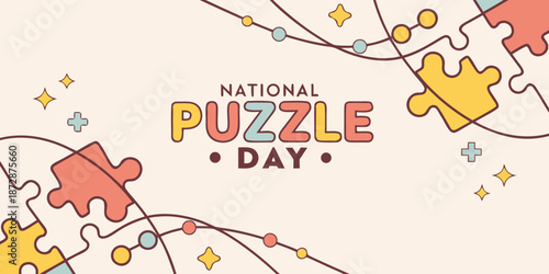 National Puzzle Day concept with puzzle elements