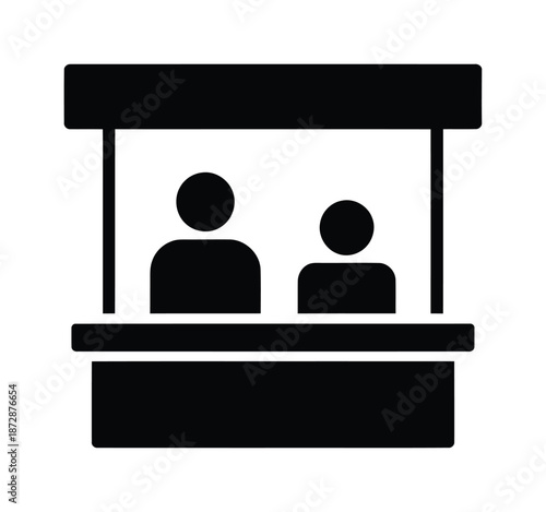 Vector illustration of two people at a service counter window