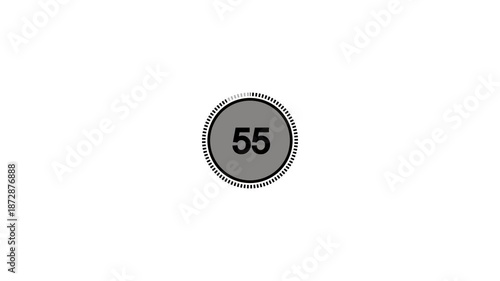  One minute countdown animation with transparent background, countdown timer from 60 seconds to 0 seconds with alpha channel in 4k