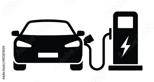 Vector car connected to electric charging station for recharging