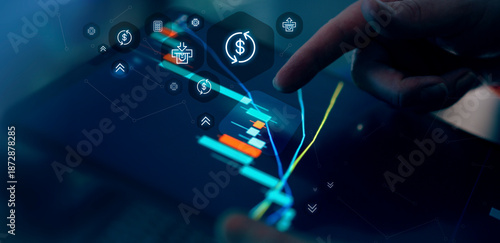 Cryptocurrency market analytics tablet interface future profits