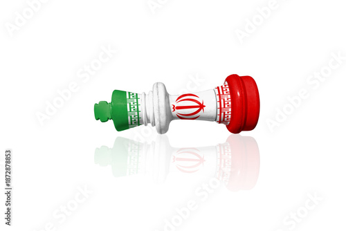 Chess made from Iran flag on a transparent background with soft reflection