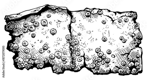 Photos Hand drawn stone texture covered with sea barnacles and cracks
