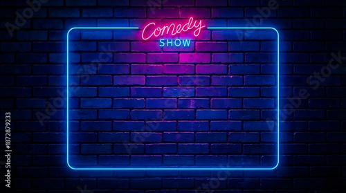 Comedy show neon frame background for entertainment promotion
