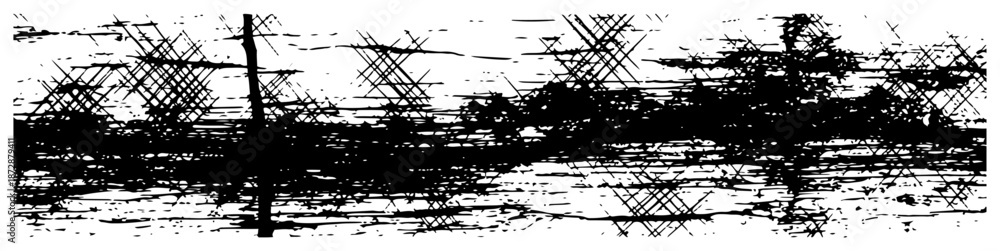 Fototapeta premium Horizontal grunge scratch texture background with cross hatching and noise