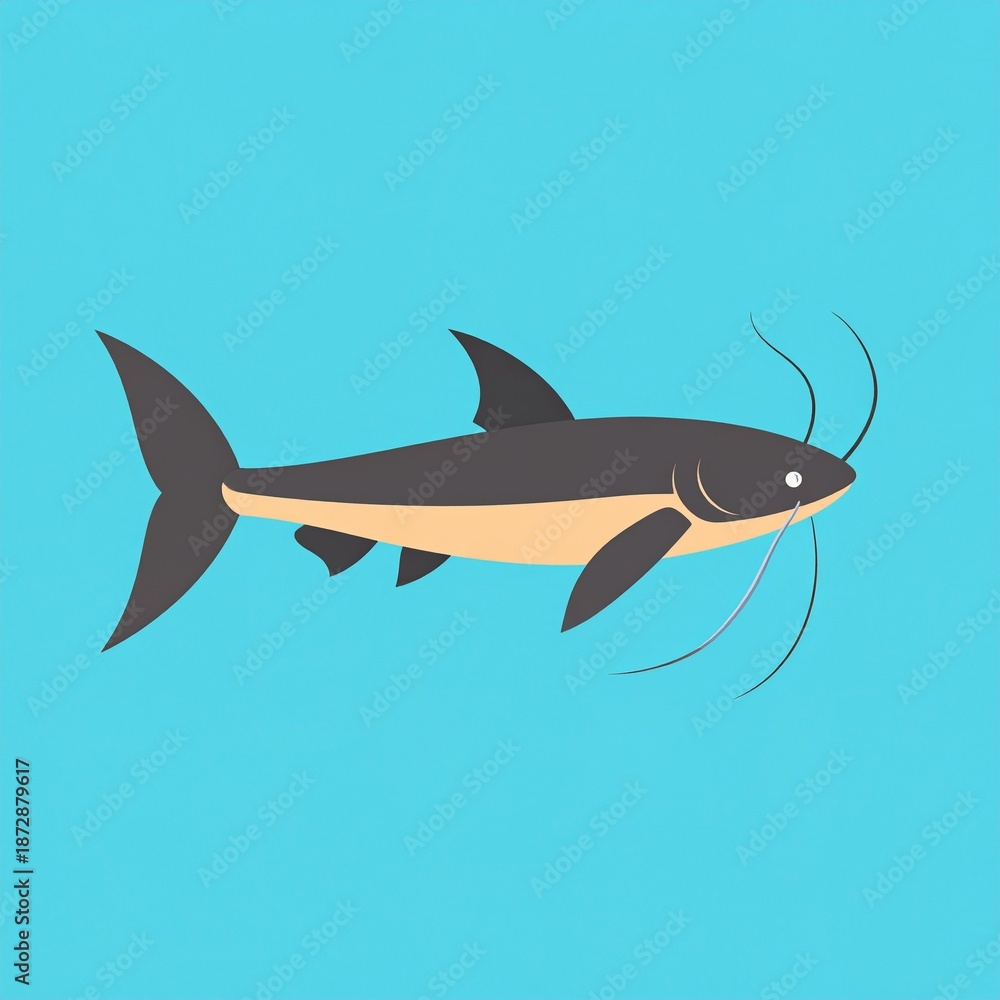 Fototapeta premium Stylized Blacktip Shark Swimming Underwater with Glowing Fins in Vibrant Blue Ocean