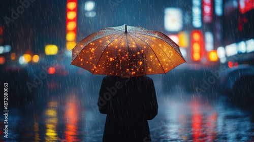 Wallpaper Mural Person with umbrella in rain, symbolizing unpredictable weather Torontodigital.ca