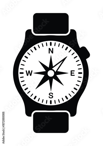 Vector illustration of a compass watch with north indicator