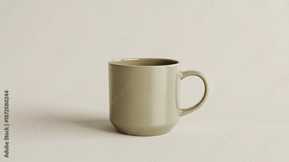 Obraz premium Minimal ceramic coffee mug isolated on neutral background 