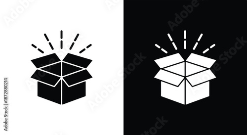 Gift box opening burst vector illustration flat design - icon set in line, solid and filled outline style, Flat Vector icon, icon, Editable stroke icon, Modern icon collection