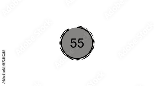  one minute countdown animation from 60 seconds to 0 seconds on white background.4k video with alpha channel.	
