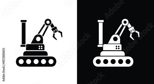 Industrial robot arms vector icon set flat design - icon set in line, solid and filled outline style, Flat Vector icon, icon, Editable stroke icon, Modern icon collection