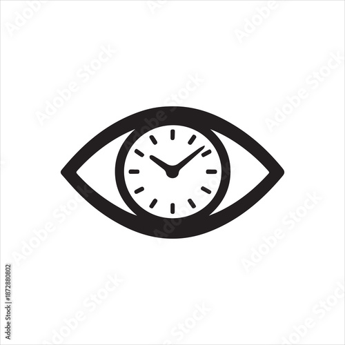 Silhouette eye time clock watches deadline vector illustration