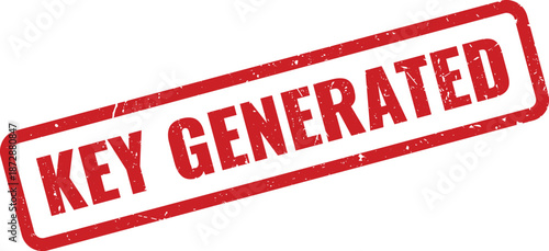 Official red grunge rubber stamp text indicating that a new key was generated