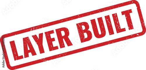 Professional red stamp indicating a product or project has been developed in layers