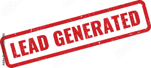 Professional red stamp indicating a valuable marketing lead has been successfully generated