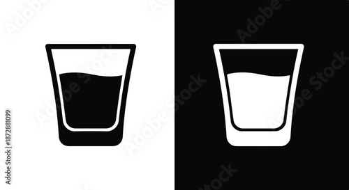 Half Full Half Empty Glass Vector Icon Set Flat Design - icon set in line, solid and filled outline style, Flat Vector icon, icon, Editable stroke icon, Modern icon collection