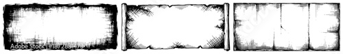 Set of three horizontal grunge paper banners with torn edges and vintage texture