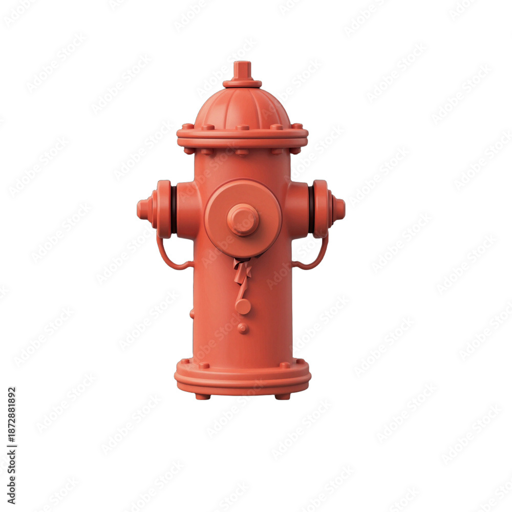 Fototapeta premium Fire hydrant in bright red color against a white background