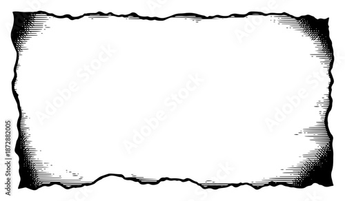 Vintage parchment paper frame with torn and ragged edges