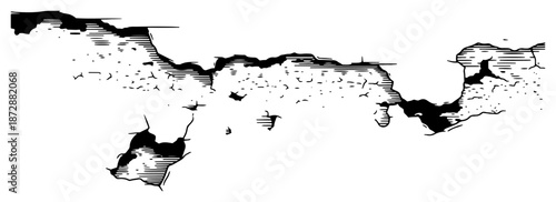 Wide horizontal fissure or crack in the earth surface