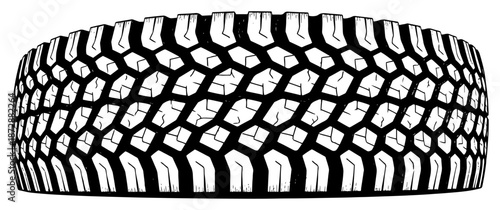 Detailed off road car tire tread texture with rugged pattern