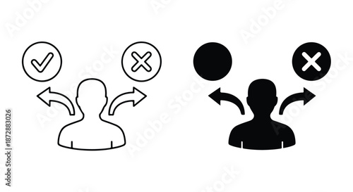 Decision making choices vector icon set flat design illustration - icon set in line, solid and filled outline style, Flat Vector icon, icon, Editable stroke icon, Modern icon collection