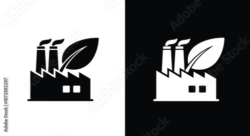 Industrial factory eco energy vector illustration flat design - icon set in line, solid and filled outline style, Flat Vector icon, icon, Editable stroke icon, Modern icon collection