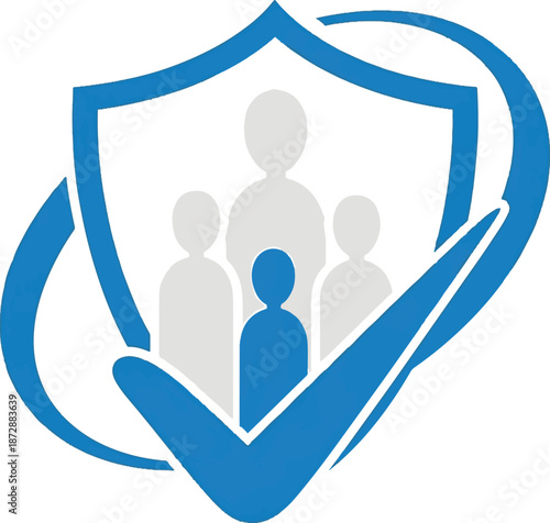 Family Protection Shield with Checkmark Icon Vector