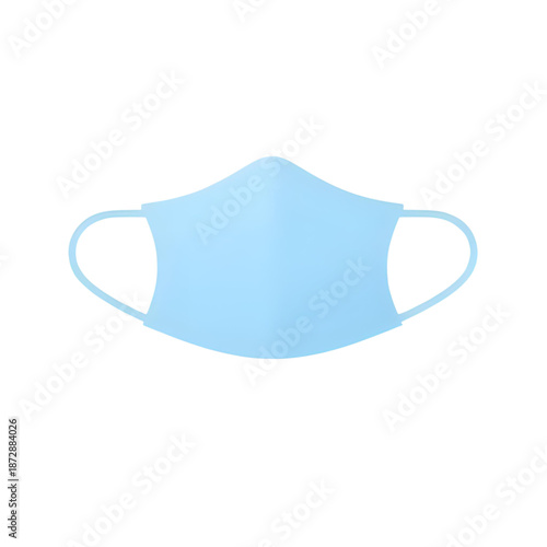 Light blue face mask on a white background viewed from the front