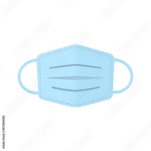 A light blue medical face mask with straps isolated on a white background illustration
