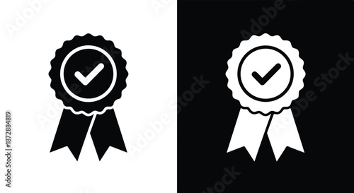 Award badge icons success achievement flat design vector illustration - icon set in line, solid and filled outline style, Flat Vector icon, icon, Editable stroke icon, Modern icon collection