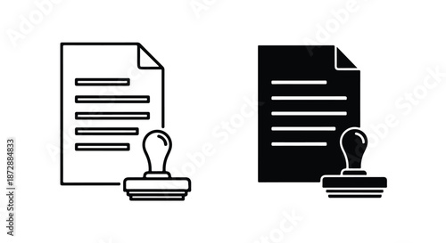Document Approval Icons Flat Design Vector Illustration - icon set in line, solid and filled outline style, Flat Vector icon, icon, Editable stroke icon, Modern icon collection